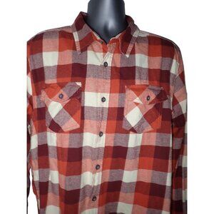 Eastern Mountain Sports‎ Flannel Shirt Men Sz XL  Rusty Brown Plaid Button Up